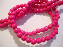 Puuhelmi pinkki pyöreä 6 mm (n. 74 kpl/nauha)