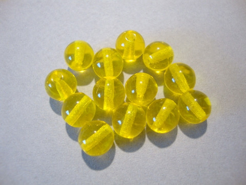 Tsekkiläinen lasihelmi keltainen pyöreä 8 mm (20 kpl/pss)