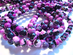 Akaatti musta-fuksia pyöreä fasetoitu n. 8 mm (10 kpl/pss)