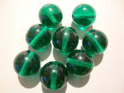 Tsekkiläinen lasihelmi Teal vihreä pyöreä 12 mm (10/pss)