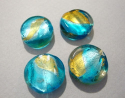 Lamppuhelmi mango / vedensininen pyöreä litteä 15 mm