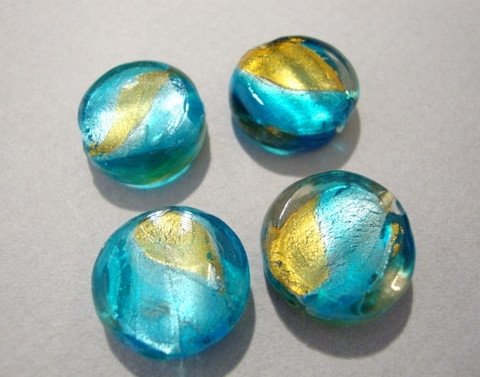 Lamppuhelmi mango / vedensininen pyöreä litteä 15 mm
