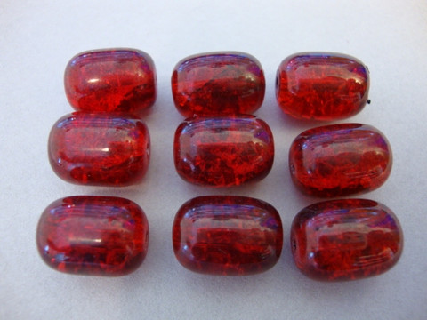 Särölasihelmi punainen ovaali/tynnyri 12 x 16 mm (5/pss)