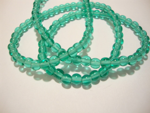Tsekkiläinen lasihelmi vaalea Teal /vihreä pyöreä 4 mm (50 kpl/pss)