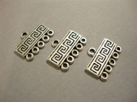 Korulinkki/nauhanpää 1 + 5 lenkkiä 17 x 8 mm 'Kreikkalainen avain' (2 kpl/pss)