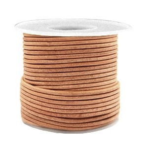 Nahkanauha luonnon ruskea pyöreä 2 mm (1 metri)
