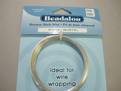 Beadalon hopeoitu metallilanka, paksuus 20 gauge = 0,81 mm (6 m/pakkaus)