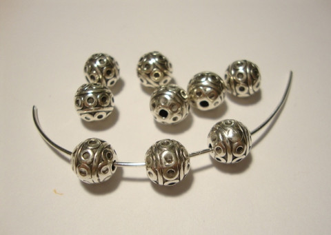 Metallihelmi pyöreä Deco antiikkihopeoitu 8 mm (4 kpl/pss)