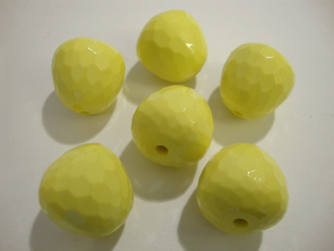 Akryylihelmi fasettiomena keltainen 20 mm