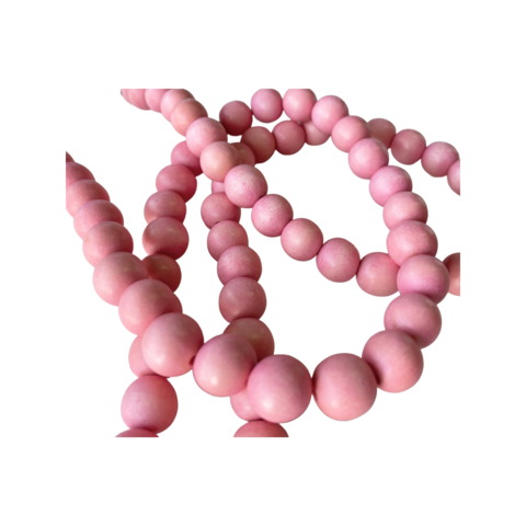 Puuhelmi vaaleanpunainen pyöreä 12 mm (n.34 kpl/nauha)