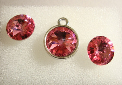 Swarovski kristalli rivoli vaalean punainen Rose 12 mm