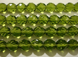 Tsekkiläinen fasettihiottu lasihelmi pyöreä oliivin vihreä 10 mm (20/pss)
