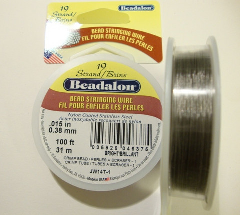Beadalon koruvaijeri 19-säikeinen kirkas teräs paksuus 0,38 mm (31 m kela)