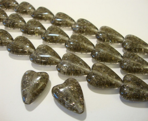 Särölasihelmi savun harmaa sydän 18 x 13 mm (5/pss)
