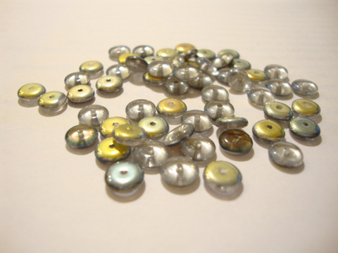 Tsekkiläinen lasihelmi hopea vitrail rondelli 6 x 2,5 mm (10 G = n. 85 kpl)