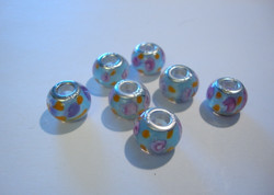Pandora style -helmi pinkki / vaalea sininen 14 x 9 mm