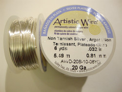 Beadalon Artistic Wire -metallilanka tummumaton hopeoitu 20 Gauge = 0,81 mm (5,5 m/kela)