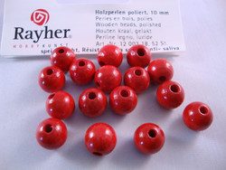 Rayher Puuhelmi kirkas punainen pyöreä 12 mm (32 kpl/pss)