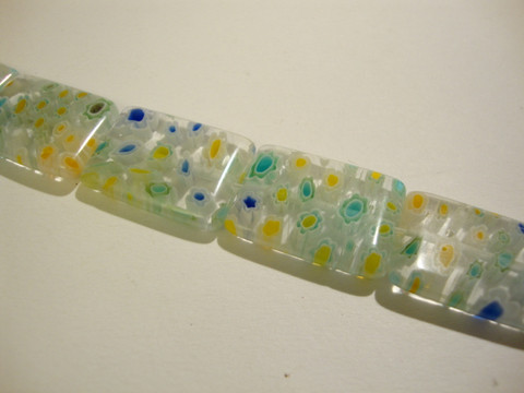 Millefiori lasihelmi kirkas suorakaide 23 x 12 mm (2/pss)
