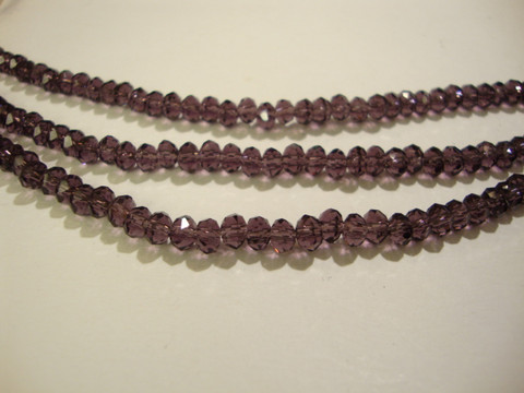 Kristallihelmi violetti rondelli 3 x 4 mm (n.50/nauha)