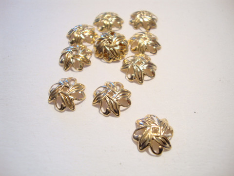 Helmihattu lehtikuvio kullattu 10 mm (10 kpl/pss)
