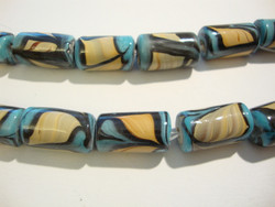 Lamppuhelmi turkoosi / beige tynnyri 18 x 11 mm (2/pss)