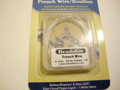 Beadalon koruspiraali eli French Wire hopeoitu, sisämitta 0,7 mm (1 m/pakk)