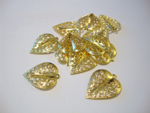 Filigraani lehtiriipus 20 x 15 mm kullanvärinen (2 kpl/pss)