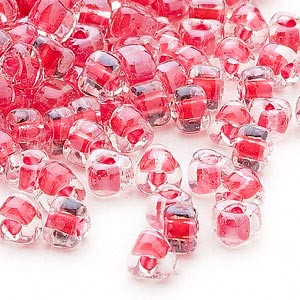 Miyuki siemenhelmi kolmio 4x4x3 mm kirkas-punainen sisus TR1111 (10 g/pss)