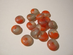 Vintage Givre-lasi rondelli korallin punainen / harmaa 3 x 8 mm (2 kpl/pss)