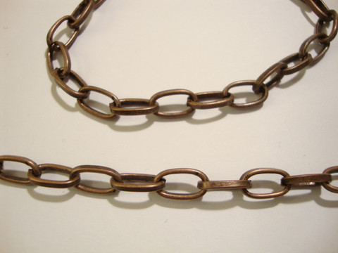 Ketju ovaali lenkki kuparinvärinen 9 x 5 mm (m-erä 1 m)