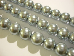 Helmiäislasihelmi vaalea harmaa 12 mm (17/nauha)