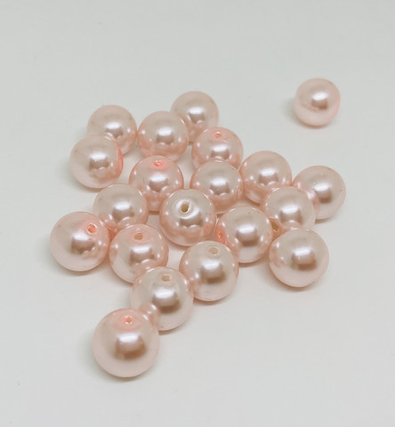 Helmiäislasihelmi vaaleanpunainen 10 mm (20 kpl/pussi)