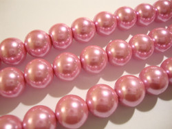 Helmiäislasihelmi vaaleanpunainen (pink rose) 12 mm (18/nauha)