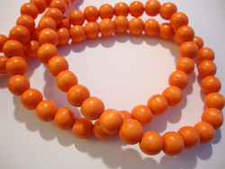 Puuhelmi oranssi pyöreä 8 mm (n.50 kpl/nauha)