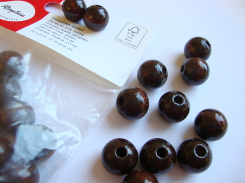 Rayher puuhelmi tummanruskea pyöreä 10 mm (52 kpl/pss)