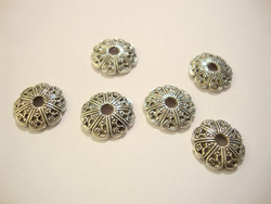 Helmihattu antiikkipatina hopeanvärinen 12 x 2 mm (10 kpl/pss)