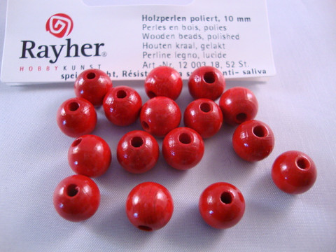 Rayher Puuhelmi kirkas punainen pyöreä 8 mm (82 kpl/pss)