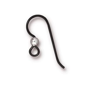 TierraCast Niobium korvakorukoukku 20 x 9 mm musta/sterlinghopea pallo 3 mm (2 kpl/pss)