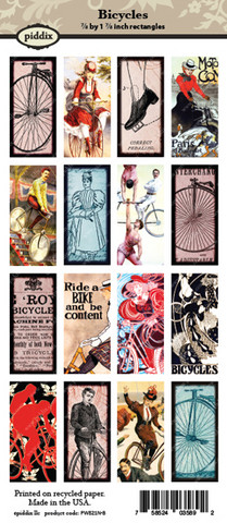 Kuva-arkki (collage sheet) Bicycles, yksittäisten kuvien koko 47 x 21 mm (16 kuvaa/arkki)