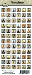 Kuva-arkki (collage sheet) Vintage France, yksittäisten kuvien koko 12,7 mm (72 kuvaa/arkki)