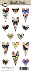 Kuva-arkki (collage sheet) Butterfly Postage, yksittäisten kuvien koko 24 ja 51 mm (14 kuvaa/arkki