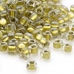 Miyuki siemenhelmi kolmio 4x4x3 mm kirkas-kelta/vihreä sisus 1125 (10 g/pss)