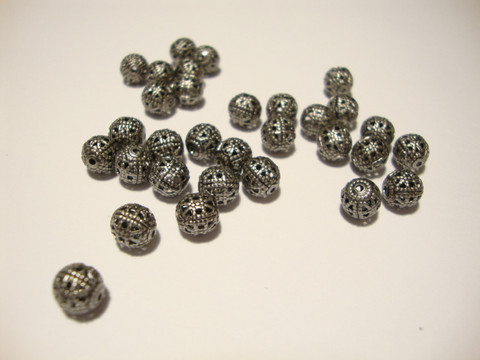 Filigraanihelmi musta / gunmetal pyöreä 6 mm (20 kpl/pss)