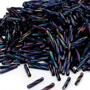 Miyuki putkihelmi kierretty tumma sinisävyinen 12 x 2 mm (10 g/pss)