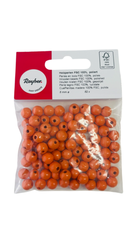 Rayher Puuhelmi oranssi 8 mm (82 kpl/pss)
