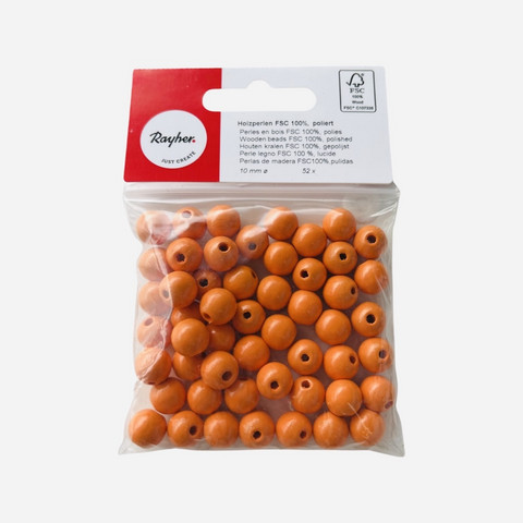 Rayher Puuhelmi oranssi 10 mm (52 kpl/pss)