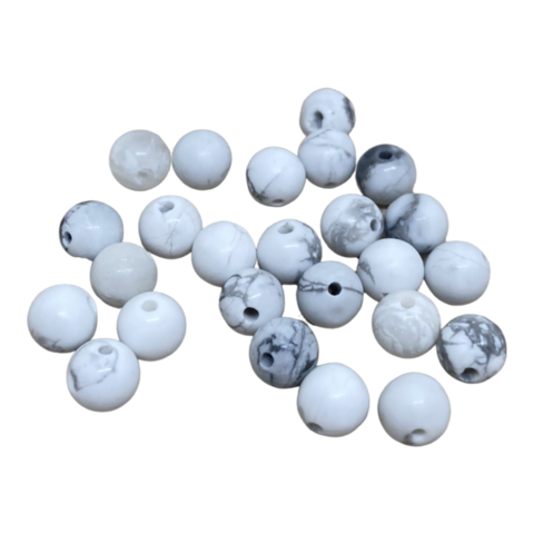 Kivihelmi Howliitti valkoinen / harmaa pyöreä matta 6 mm (20 kpl/pss)