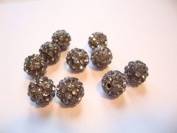 Shamballa/pave -strassihelmi tumma harmaa pyöreä 10 mm