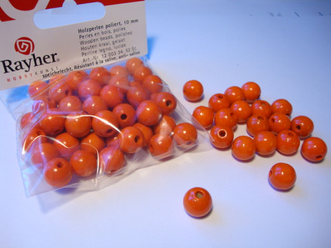 Rayher Puuhelmi oranssi 12 mm (32 kpl/pss)